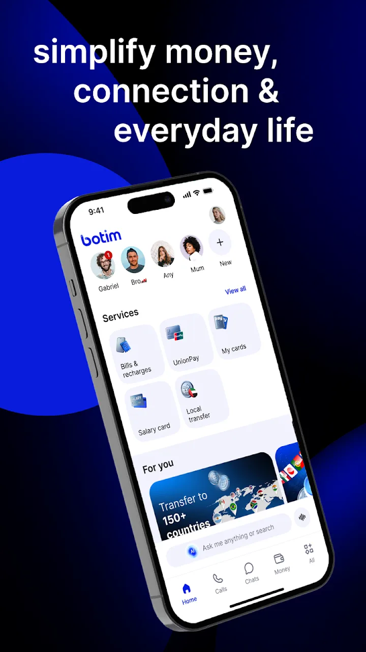 botim super-app home screen